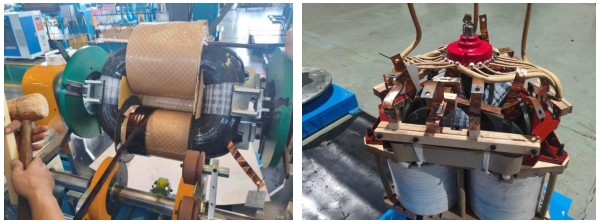 巨能电气变压器车间立体卷铁芯变压器生产设备安装完成暨首台样机试制成功